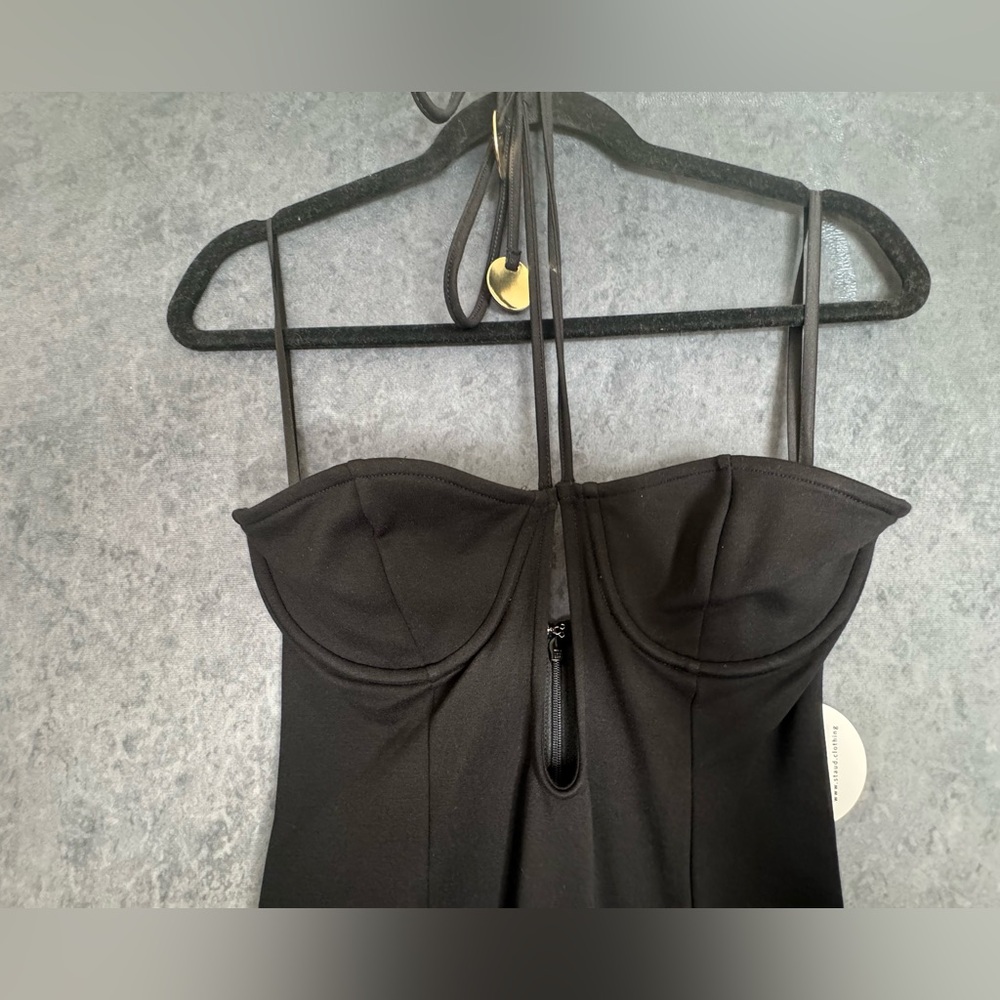 STAUD Black Halter Maxi Dress with Front Keyhole - Picture 11 of 14